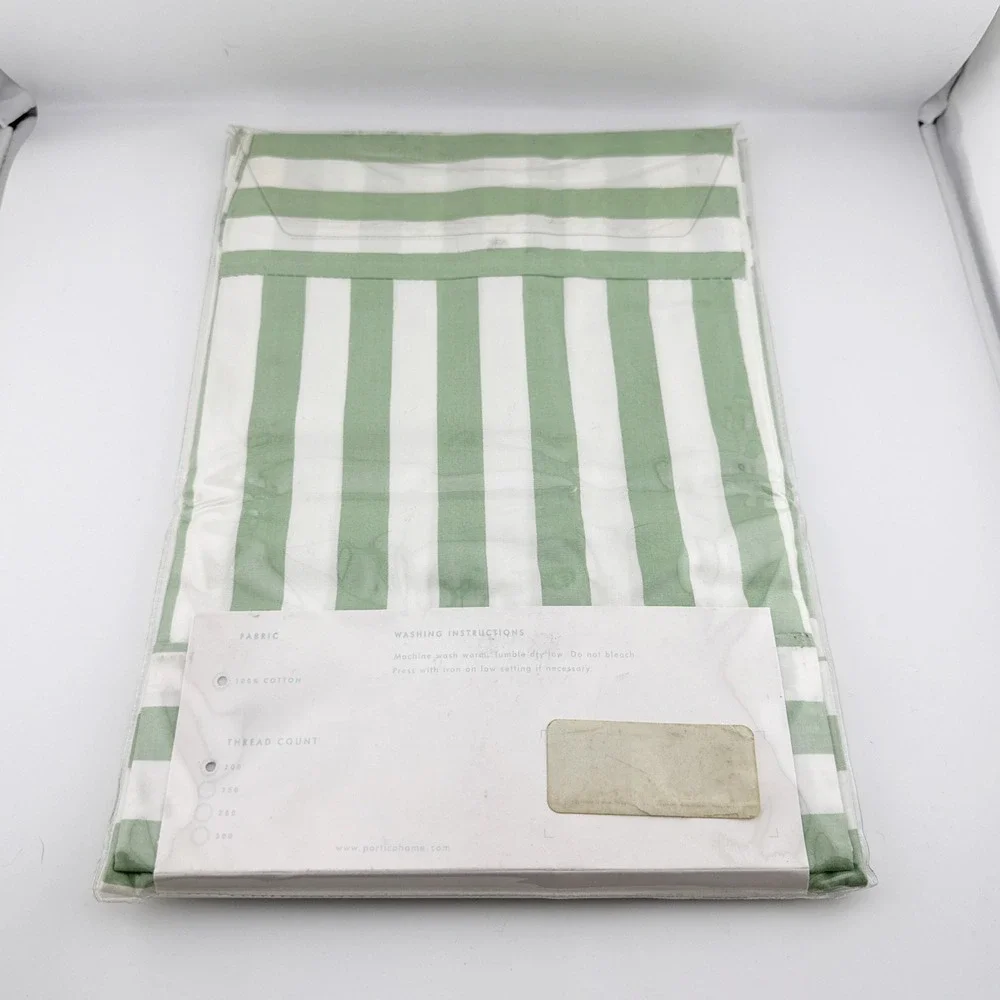 NEW Vintage Portico Boudoir 12 x 16 in Pillowcase Green White Stripe 100% Cotton
